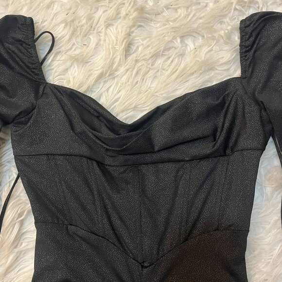 Lucy in the Sky Glitter Long Sleeve Corset Mini Dress in Black Small - Picture 3 of 6